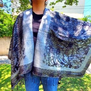 Reversible acrylic blend shawl / poncho